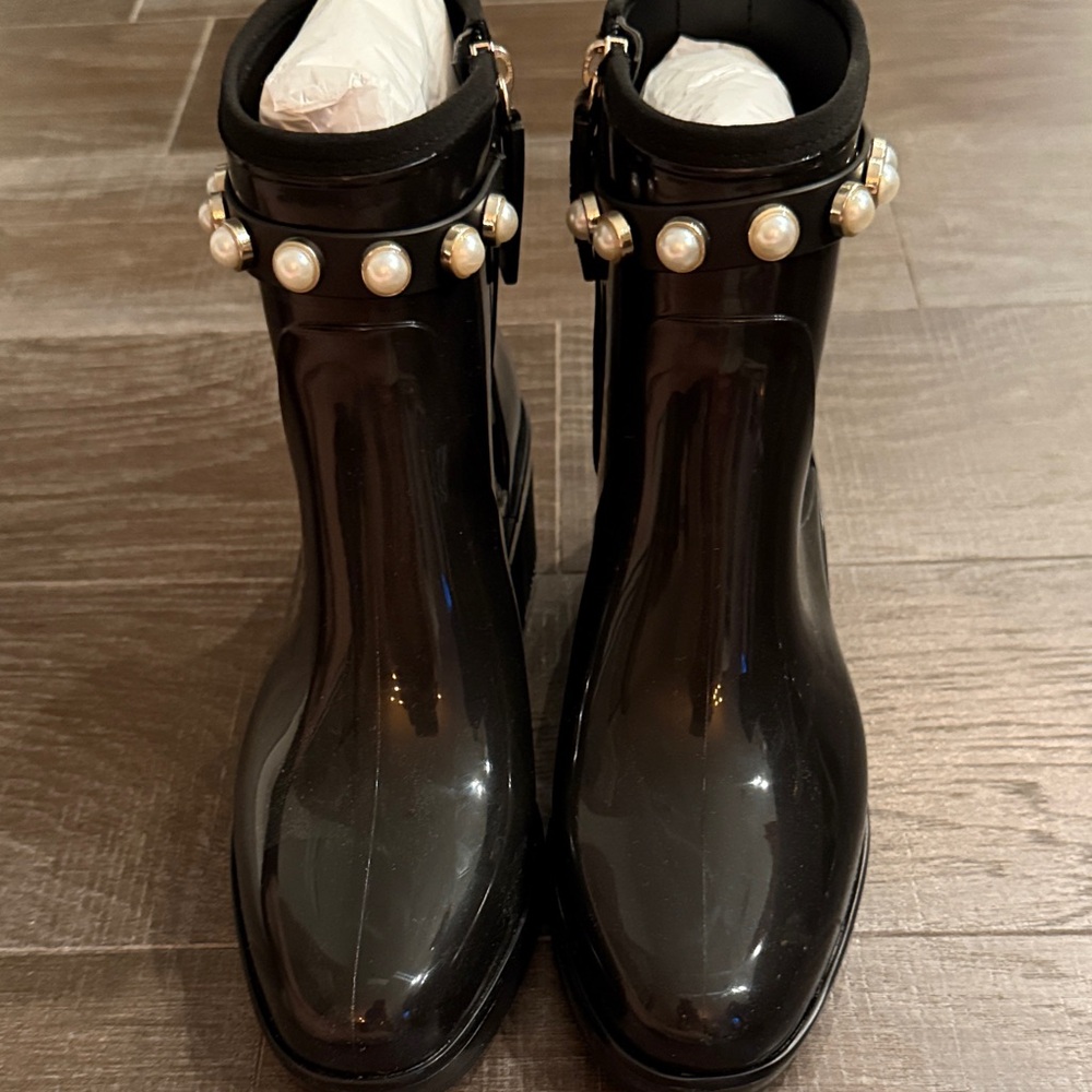 Black Pearl-Embellished Women's Kate Spade Rain Boots